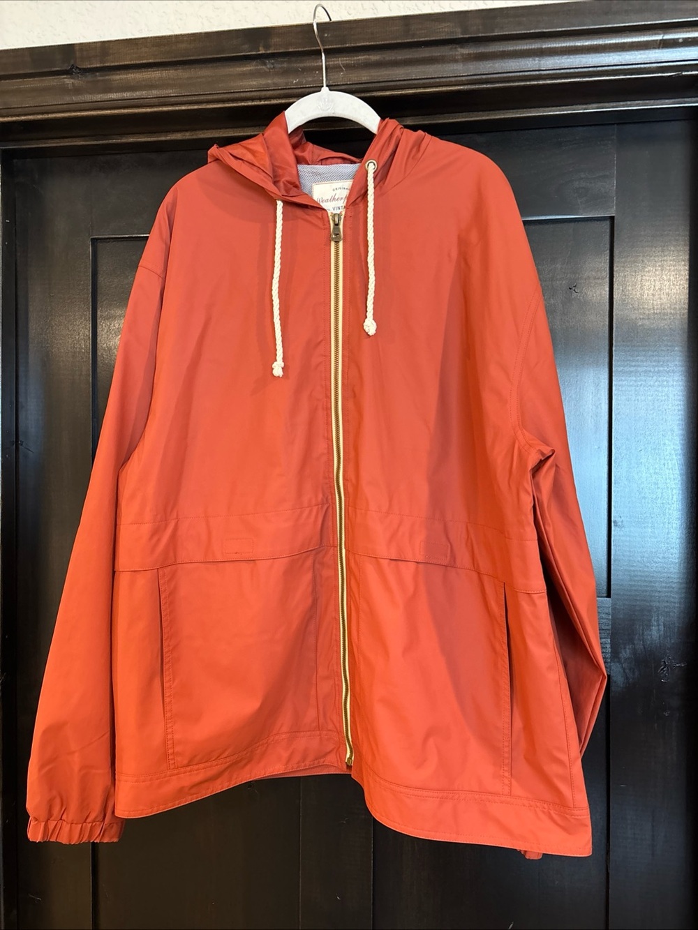 Weatherproof Vintage Jacket Mens XL Orange Hooded Waterproof Full Zip Pockets